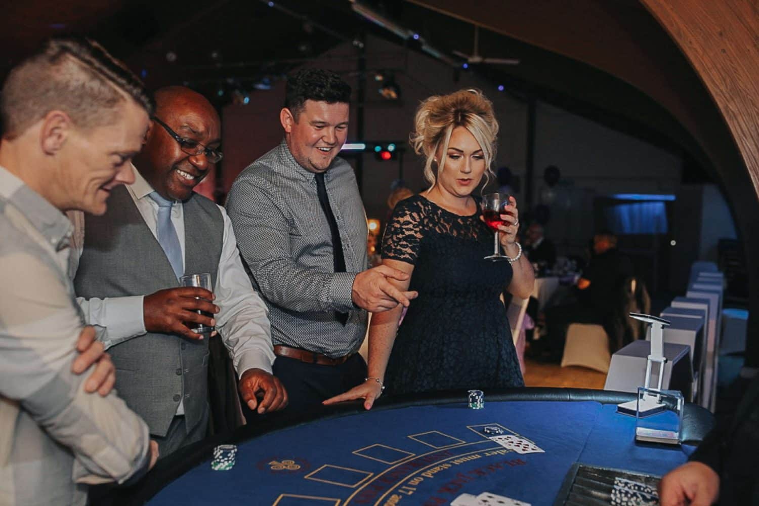 Blackjack Hire Wiltshire New 8 Players at a blackjack table