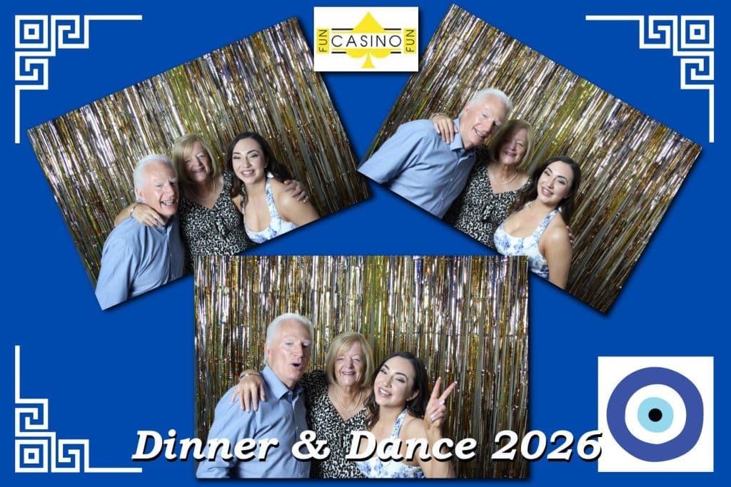 Guests enjoying the photo booth at a dinner and dance event